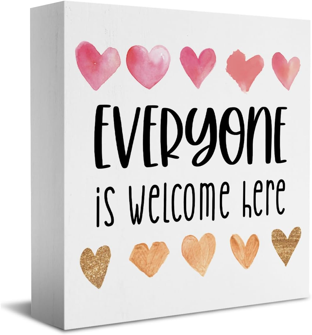 Boho Heart Decor Welcome Sign Desk Decor Wooden Box Sign Inspirational Funny Div