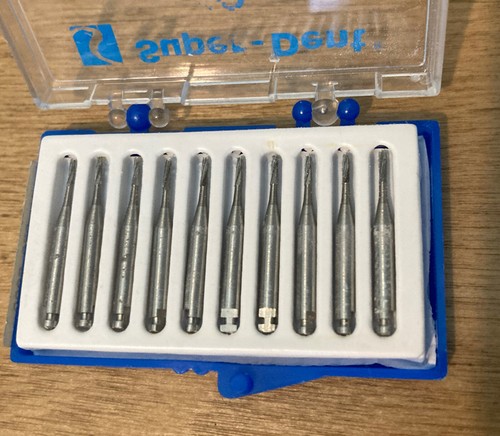 NUEVO Lote de 3 Cajas Super-Dent 10 Carburo Burs Inglaterra Carlisle Labs Dental - Imagen 4 de 6