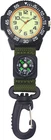 Green Nylon Clip-On Carabiner Watch with Compass and Glow in The Dark Dial