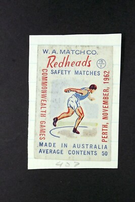 Matchbox Label Commonwealth Games Perth 1962 Discus Throw Men MI407
