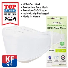 10-100 Pack KF94 WHITE Face Protective Mask Made in Korea KFDA Approved Adult
