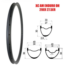 29/27.5er MTB XC Trail AM DH Bike Rim UD Carbon Disc Brake Tubeless Clincher