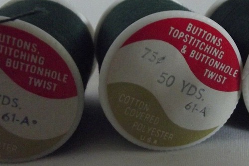 J&P Coats Thread Box Lot of 6 Spools Green Topstitching & Buttonhole 300 yds vtg - Picture 4 of 7