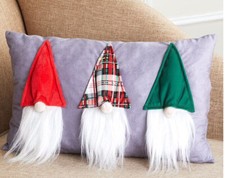 Plush Gnomes Christmas Throw Accent Pillow 20 X 12  