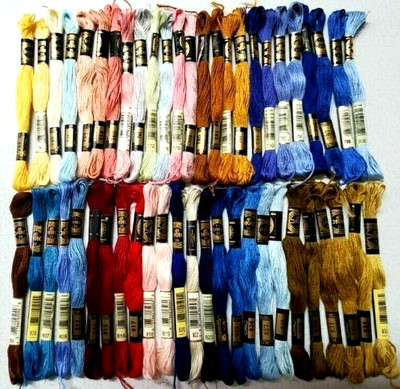 50 DMC 25 Embroidery Floss Lot of 50 Different Colors 743 to 834 FULL Skeins