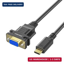USB-C to Serial Adapter, 6FT RS232 DB9 Female Converter Cable, FTDI Chip, Compat