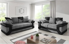 NEW DINO FABRIC SOFA 3+2 SEATER SOFA SET GREY AND BROWN JUMBO CORD FABRIC