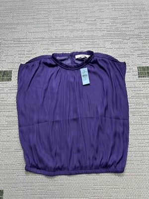 Loft Shirt Womens Xs Petite Purple Satin Tank Top New
