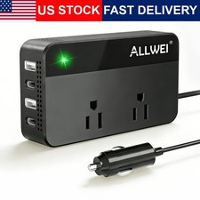 Car Power Inverter 200W 12V DC To 110V AC 2 Socket 4 USB C PD18W Fast Charging