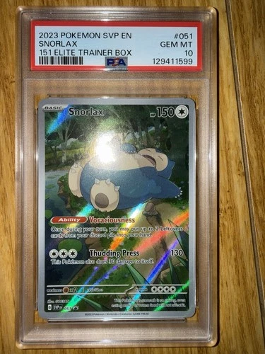 Pokemon 2023 Snorlax 051 Full Art 151 Elite Trainer Box Promo GEM MINT PSA 10
