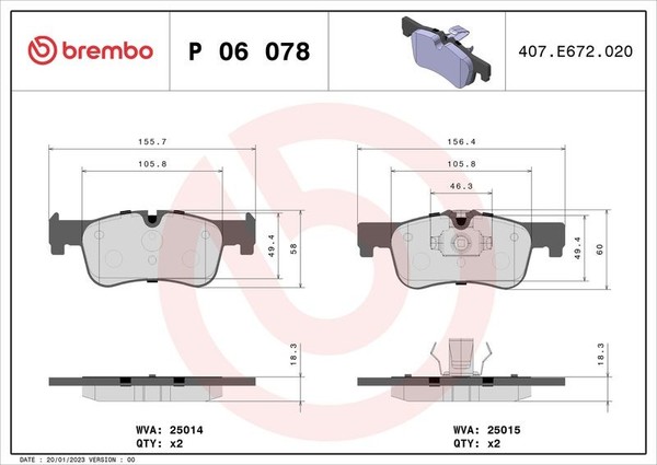 Brembo Bremsbelagsatz, Scheibenbremse P 06 078 FüR BMW-image