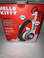 Hello Kitty Wireless Light Up Headphones Bluetooth White Sanrio Foldable Adjust
