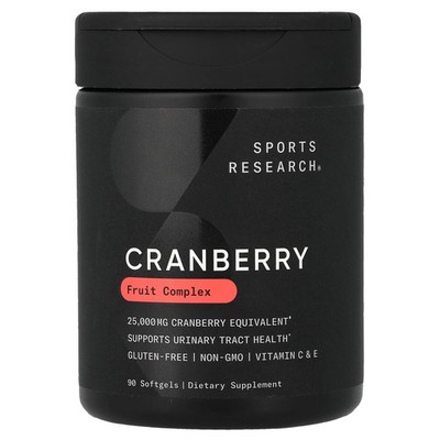 Sports Research Cranberry Concentrate 250 mg 90 Softgels Gluten-Free, GMP