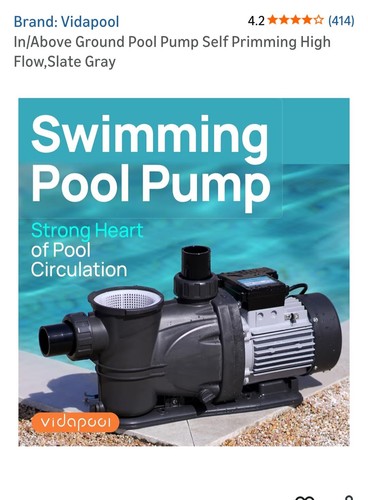 Pompa per piscina da terra/fuori autoadescante alta portata, grigio scuro grigio scuro - Foto 2 di 5