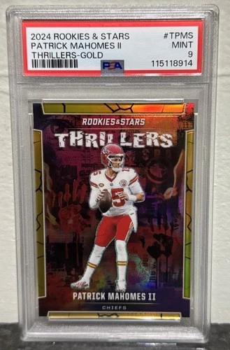 Patrick Mahomes II 2024 Rookies & Stars Thrillers Gold /10 PSA 9 POP 1 No Higher