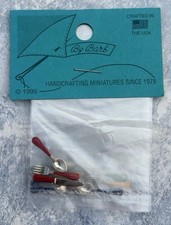 Dollhouse Miniature Retro MCM 12 PC MULTI COLOR Handle Flatware Set By Barb. NOS