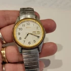 Vtg Seiko Men's Watch White Dial 2 Tone Daydate 7N43-8048 Water Resistant WORKS!