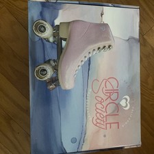 Circle Society Roller Skates Sparkly Pink Women's Size 6 Classic Lace-Up Style