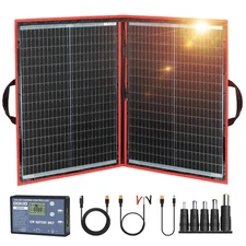 100W Portable Foldable Solar Panel Kit (19x26in, 5.3lb), with Separate Contro...