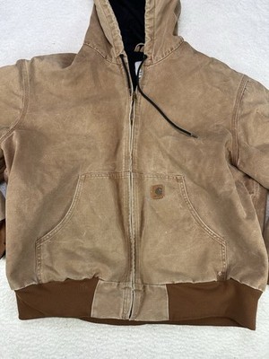 Vintage Carhartt J180 BRN Brown Full Zip Hooded Jacket Size 2XL | eBay