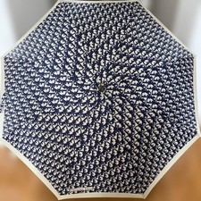 Christian Dior Trotter Umbrella Navy Ivory Vintage Authentic Deadstock Not Used
