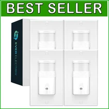 Adjustable Indoor Occupancy Sensor Light Switch - Neutral Wire Required, 4-Pack