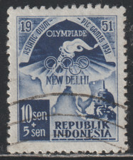 Indonesia 1951 SC# B59 - Symbols of Olympic Games - Used Lot # 51