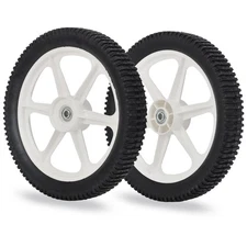 14 x 2'' Rubber Tire and Plastic Spoke Wheel, 1.75" Offset Hub Length, 1/2" A...