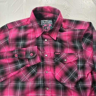 Dixxon Flannel Company The Fighter Men's Sm Plaid Flannel Shirt Pink Black Gray
