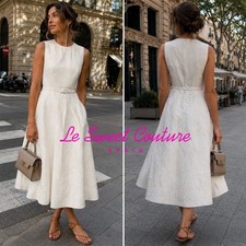 CAROLINA HERRERA NWT BEIGE Jacquard A-Line Midi Dress ALL SIZES 62CM905311521
