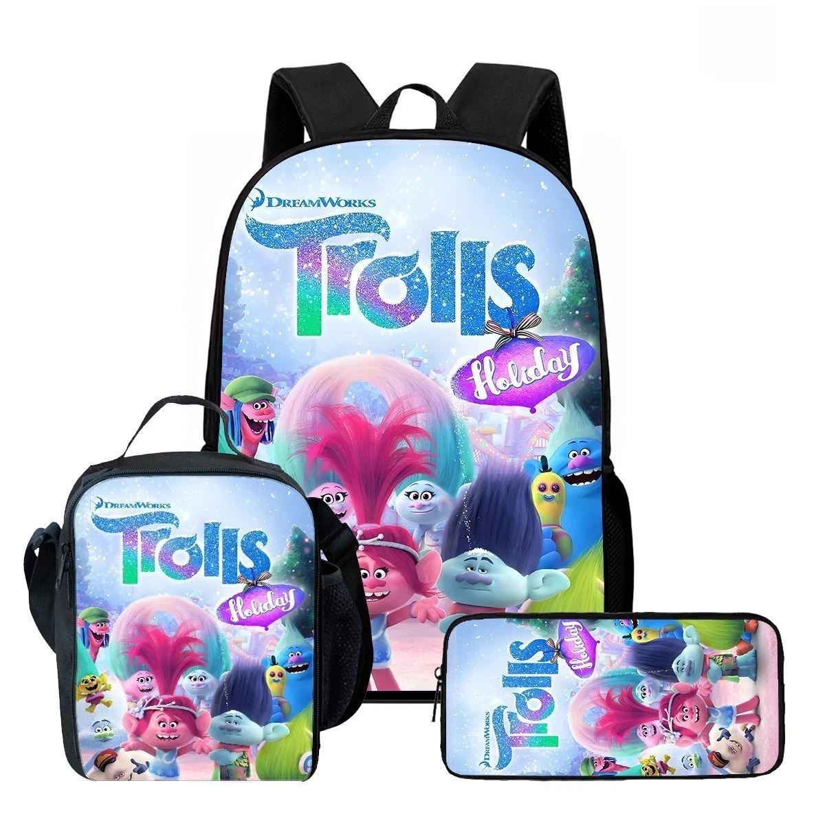 Trolls Backpack Set, School Backpack, Lunch Bag, Pencil Case