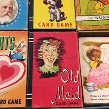 Vintage WHITMAN Playing Card Old Maid Miniature Six game Set Box