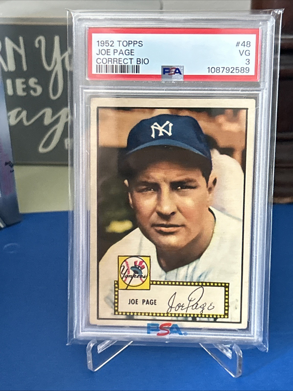 1952 Topps #48 Joe Page Correct Bio PSA 3 VG Looks Nicer