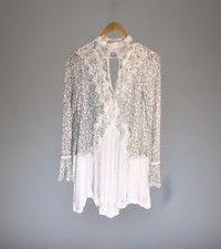 $124 NEW Free People UO Tell Tale Cut Out Lace Mock Tunic Top/dress Blouse XS/S