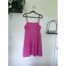 NWT Old Navy Pink Linen Blend Sleeveless Tie Shoulder Square Neck Dress LT