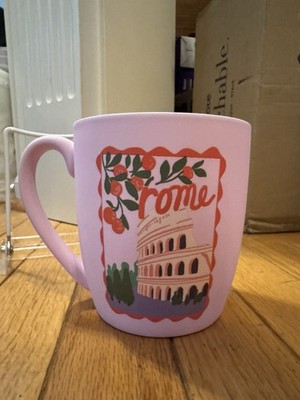 Punch Studio Rome Italy Themed Ceramic Mug with Pink Soft Touch Coating - 20 oz