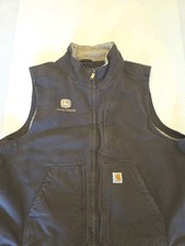 Carhartt Vest Mens 2XL Brown Duck Canvas Sherpa Fleece Lined Workwear Adventure