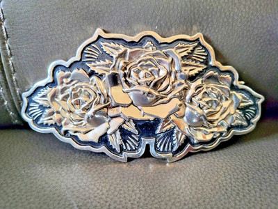 Vintage Large Famous Stars and Stripes Triple Rose Belt Buckle.