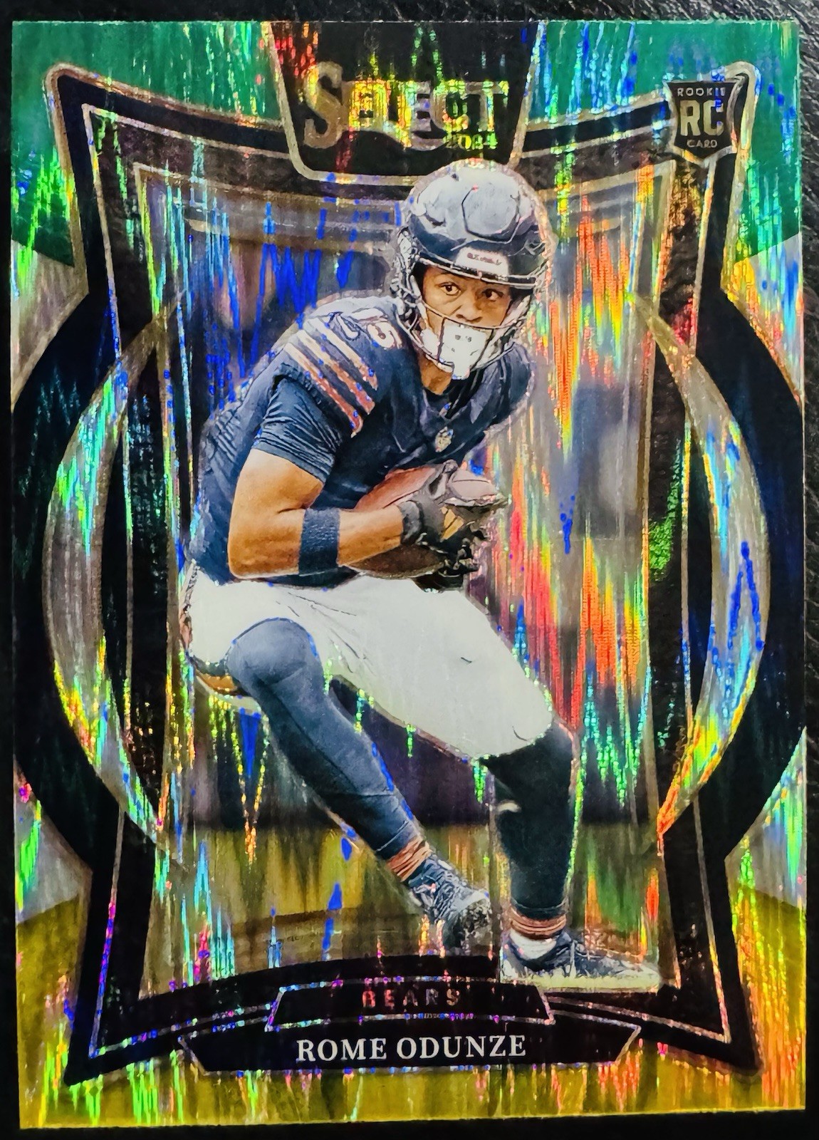 2024 Panini Select Concourse Rome Odunze #3 Green & Yellow Shock Prizm (RC)