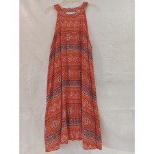 Altard State Orange Boho Tribal Print Halter Neck Midi Dress Size L