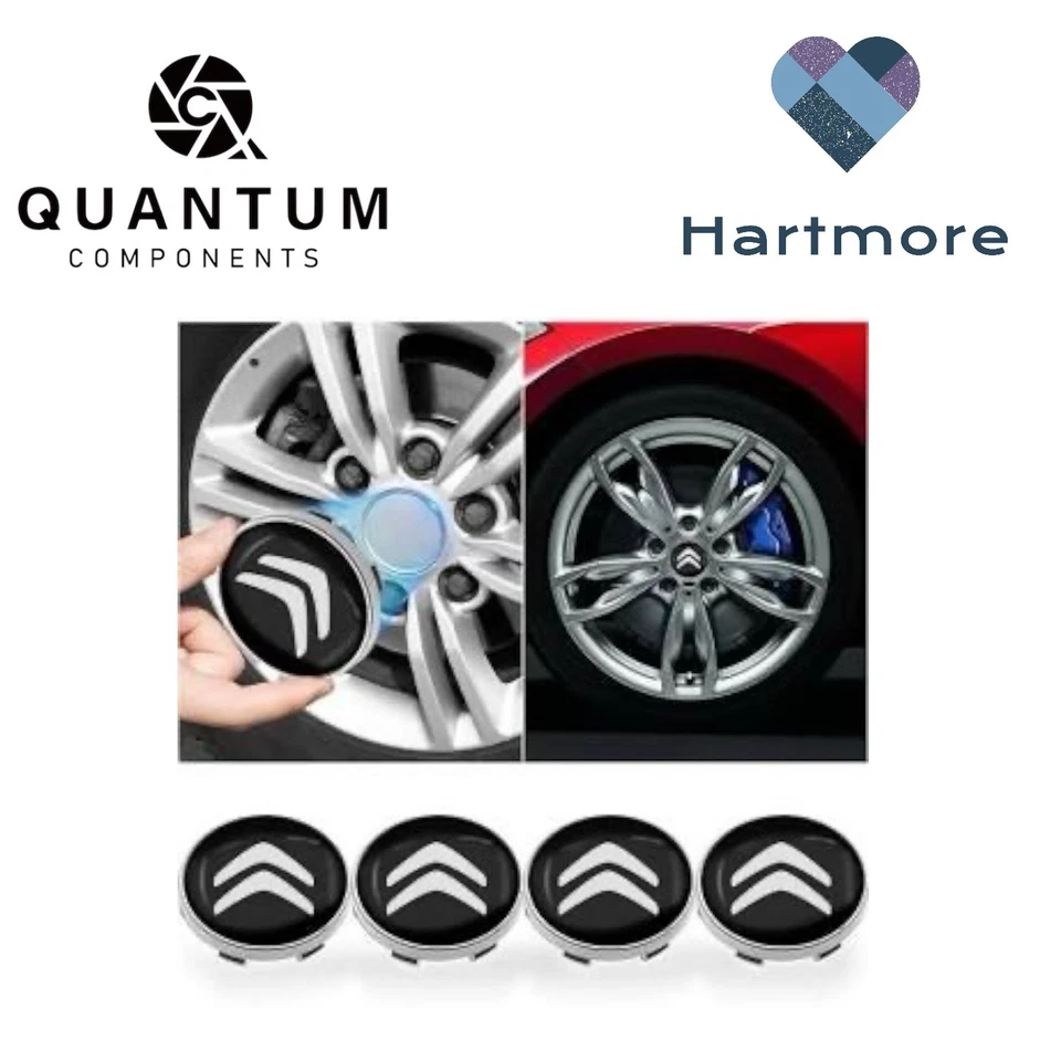 4x Tapacubos centrales llantas aleación negra Citroen 60mm - C1 C3 C4 DS3 mayoría modelos Foto 4 de 4