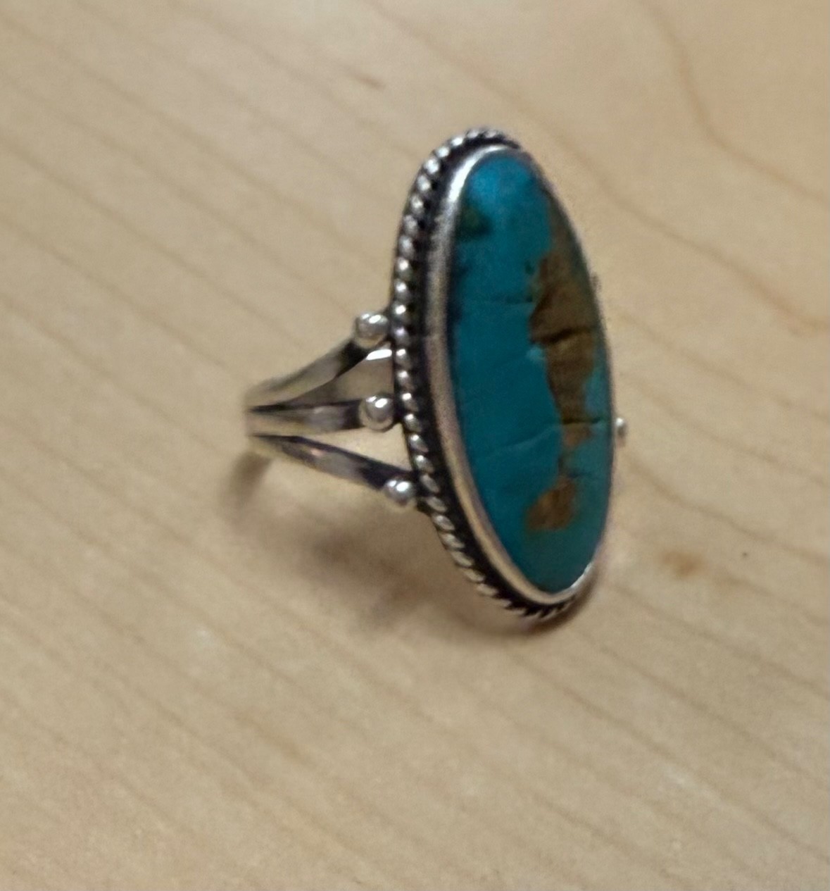 This handcrafted ring features a large, oval turq… - image 3