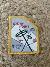 Stony Point SKI Area PATCH TRAVEL LOST AREA Rare Vtg Woven 70s NY Bear Mountains