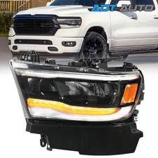 For Dodge RAM 1500 2019-2024 Full LED w/ DRL Black Reflector Headlight Driver LH