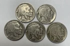 1930 1935 1936 1937 1938-D Buffalo Nickel Lot of 5