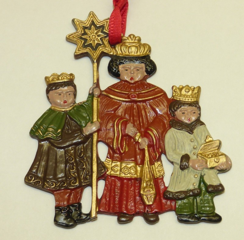 KUHN Zinn Pewter Xmas Ornament STERNSINGER Star Singer Children  Double Sided