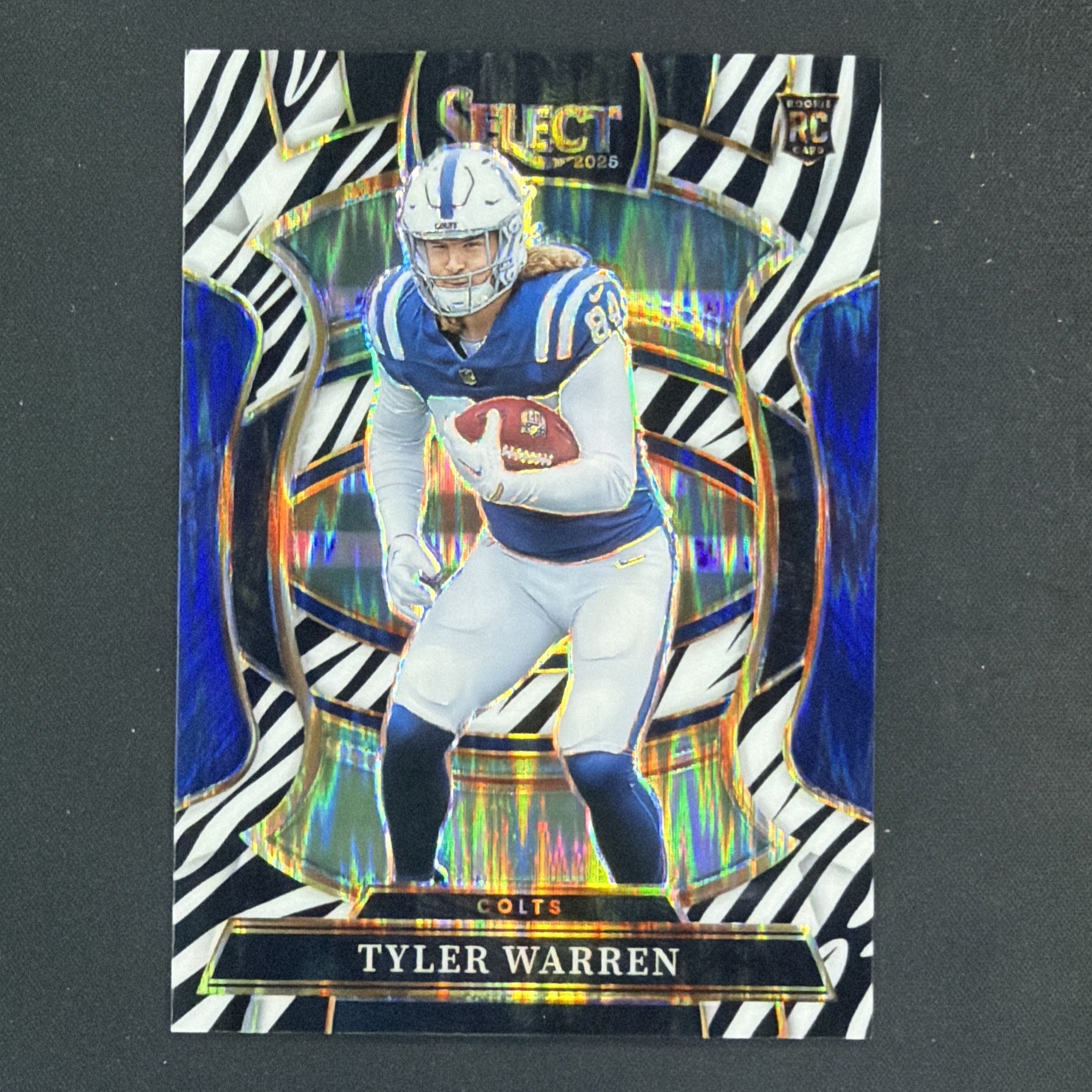 Panini 2025 Select Zebra Prizm Rookie Tyler Warren Colts #33