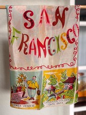 Vintage San Francisco Souvenir Scarf Mid-Century Colorful and Fun 17 x 17