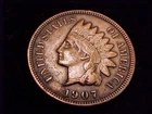 1907 Indian Head Cent, a cleaned Very  Fine  grade coin.