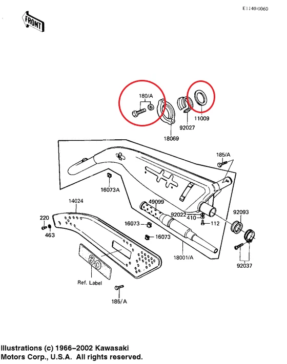 Exhaust Manifold Gasket Repair Set Kawasaki KD80-M 1982-1987 (Complete Set) - Image 2 of 2